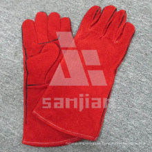 Red Split Leather Ab/Bc Grade Welding Safety Glove with CE